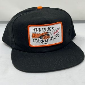 Brand new never worn extremely rare Thrasher Scarred 4 Life snapback hat vtg